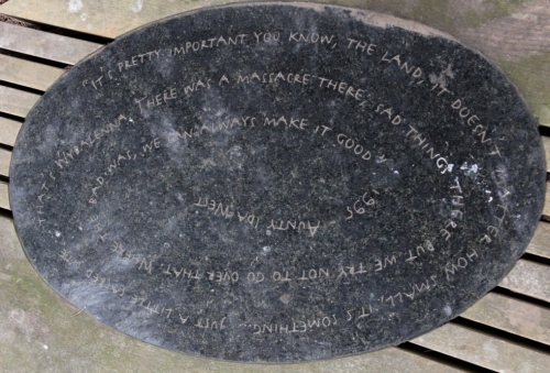 Aunty Ida West's message in stone, Wybalenna